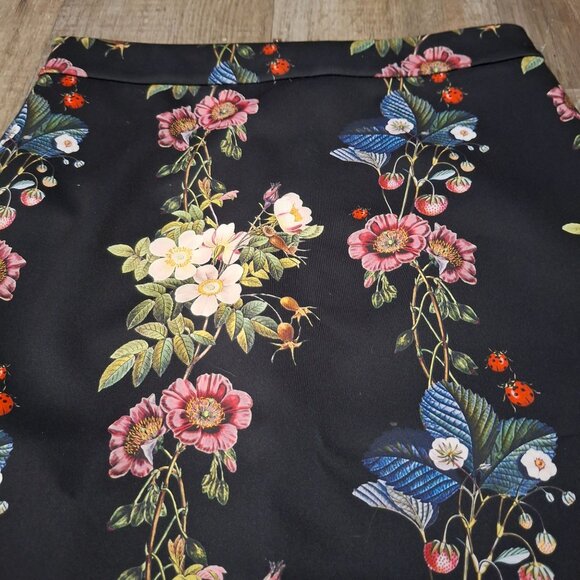 Ted Baker London Botanical Size 3 Ladybug Print Pencil Skirt With Asymmetric Hem - Picture 3 of 8